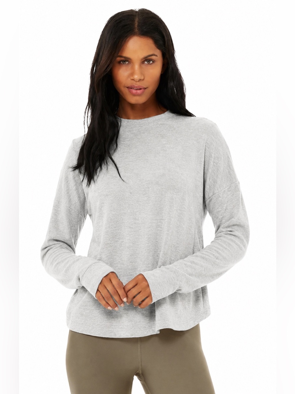 Alo Yoga Soho Pullover Sweater Alolux Size Small Athletic Grey